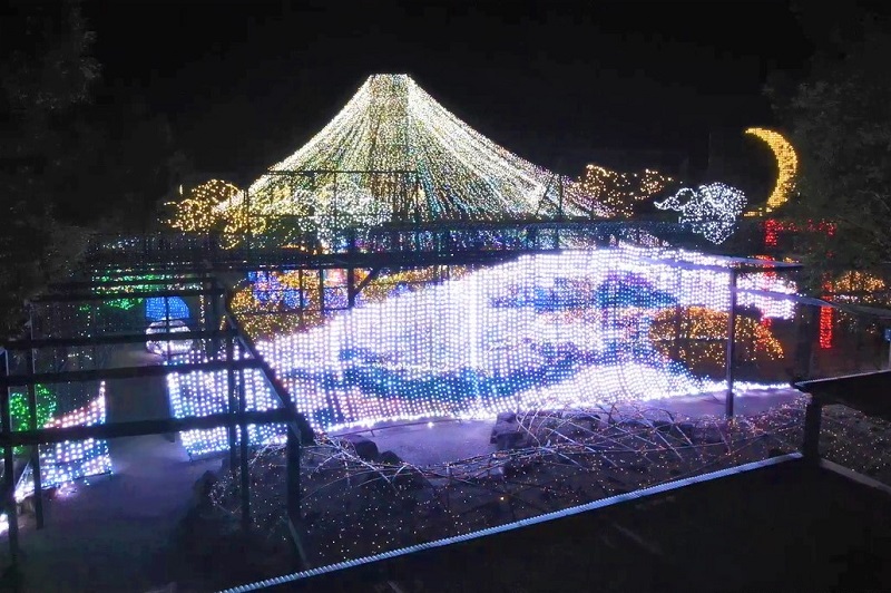 日本庭園 由志園「黄金の島ジパング2021」にてHOKUSAIピクセルイルミネーション開催中