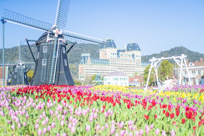 ハウステンボス「100万本のチューリップ祭」風車×チューリップ、まるで春のオランダ！